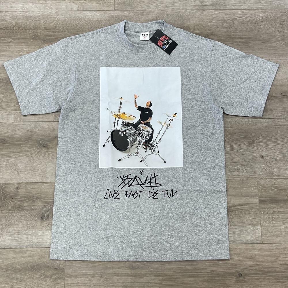 SS25 FTP x Famous Travis Barker Photo Tee T ShirtGray Size Large L New SF